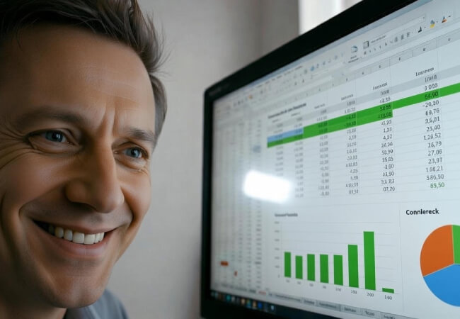 Professional Men Happy After Excel Training Course