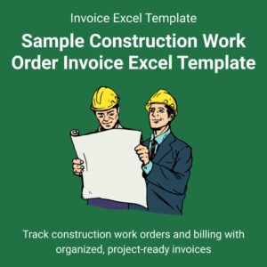 Sample Construction Work Order Invoice Excel Template